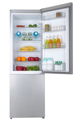 Open fridge full of fresh fruits and vegetables