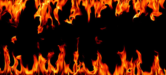 Fire flames on Abstract art black background,