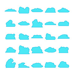 blue cloud shape collection vector
