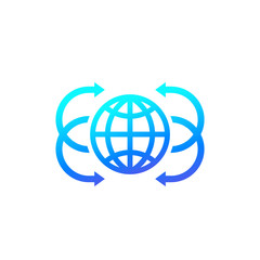 Globe with arrows vector icon