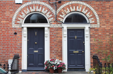 Fototapeta na wymiar Georgian doors in Dublin, Ireland