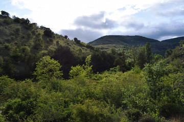 Fototapeta na wymiar Paisajes montañosos con formaciones rocosas.