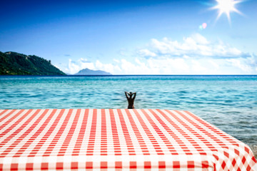Summer background of free space for your decoration. Beach background with sun light. 