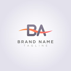 Logo Icon Design BA letters with waves for your brand or business