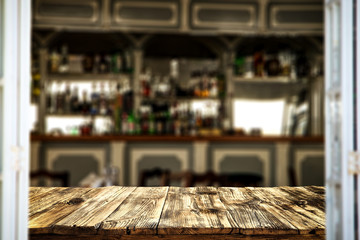 Wooden table of free space for your decoration and summerr time 