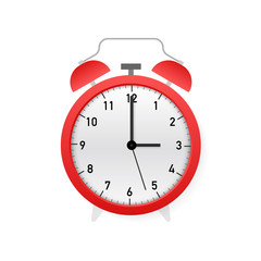 Alarm clock red wake-up time. Vector stock illustration.
