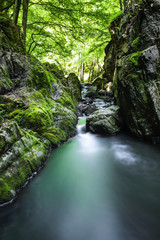 The beautiful waterfall Skryje in deep forest, Czech Republic