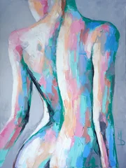 Poster Im Rahmen "Nymph" - oil painting. Conceptual abstract painting of a girl's beautiful body. © Mari Dein