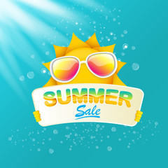 vector summer happy sun holding sale offer sign
