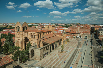 Santo Tome el Viejo Church facade and large square at Avila