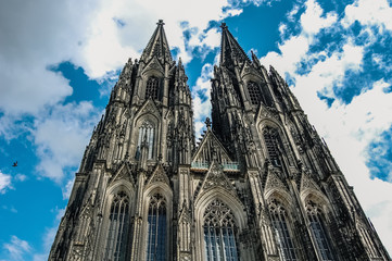 Cologne, Germany - June 6, 2019: Detail of the architecture of the Koln cathedral.