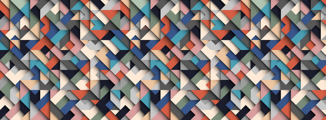 Colorful abstract geometric  background, 3D effect, trendy colors