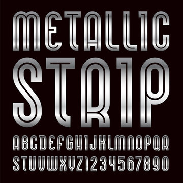 Metallic font. Trendy alphabet