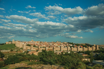 Obraz premium City landscape with large stone wall and towers at Avila