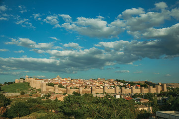 Obraz premium City landscape with large stone wall and towers at Avila