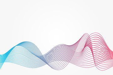 Fototapeta premium Abstract vector curve pattern. Blue and red gradient wave background. Blend illustration for design, decoration, web, concept, template