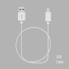realistic usb cable for device connection vector