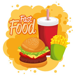 delicious hamburger combo vector illustrator