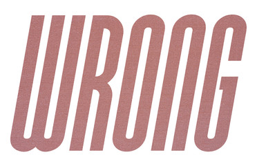 WRONG word with terracotta colored fabric texture on white background