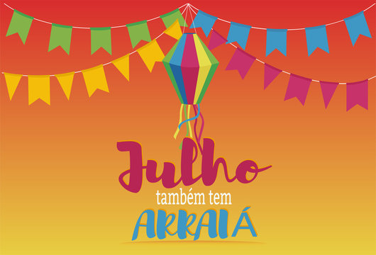 July arraia party in Portuguese. Festa Junina in July vector.