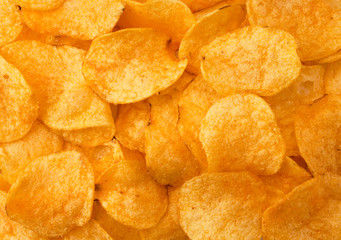 Potato crisp background. The view of the top.