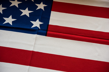 Flag of the United States in close up view background