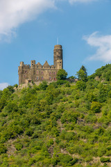 Fototapeta na wymiar View of the ancient Mouse castle on the banks of the Rhine