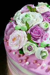 biscuit cake on dark background