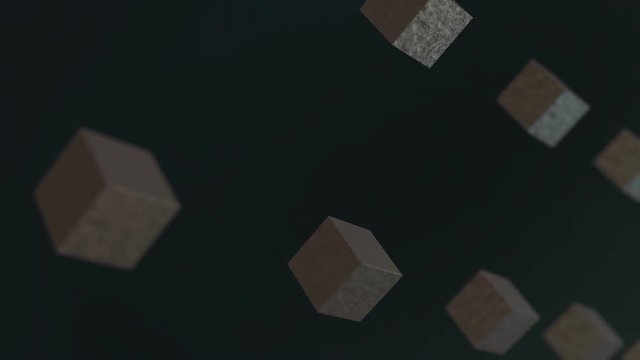 Gravity matal cube rotating abstract background 3d animation 4k