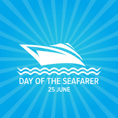 Day of the seafarer 25 june. Vector slhouette of yach or boat