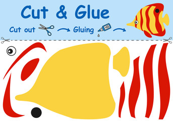 Cut and glue is the paper game for the development of preschool children.