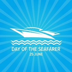 Day of the seafarer 25 june. Vector slhouette of yach or boat