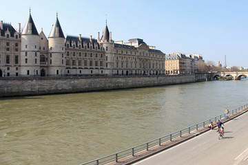 conciergerie and river seine - paris - france
