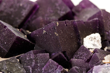 Macro stone mineral Fluorite on a white background