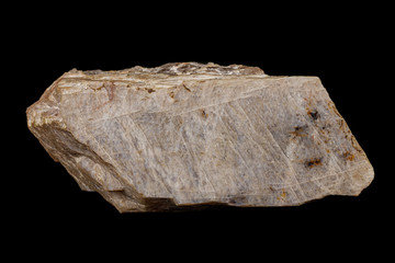 Macro of a stone Moonstone mineral on a black background