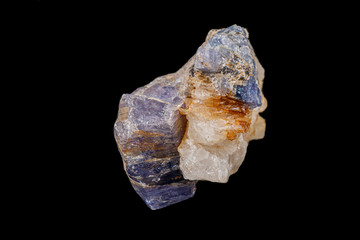 Macro tourmaline mineral stone on black background