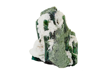 Macro tourmaline mineral stone on white background