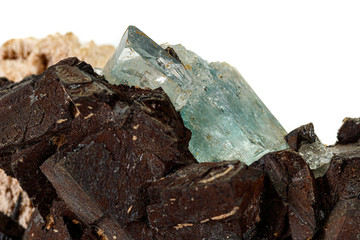 Macro tourmaline mineral stone on white background