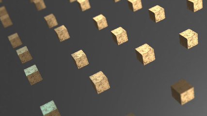 Gravity gold cube abstract background 3d animation