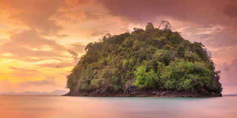 Fototapeta na wymiar Tropical coast, jungle and cliff of Thailand beach