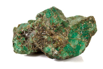 Macro tourmaline mineral stone on white background