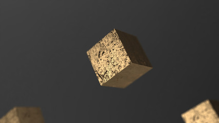 Gravity gold cube abstract background 3d animation