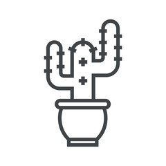 Line icon cactus in pot. Simple vector illustration with ability to change.