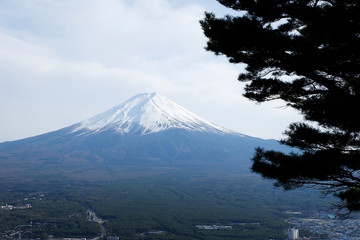 Naklejka na ściany i meble Top view of Fuji Mountain, Kawaguchigo, Japan Stock Photo