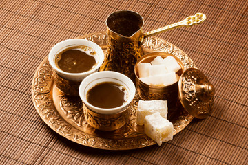 golden Turkish coffee set