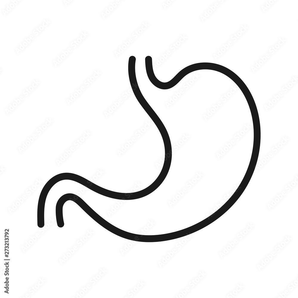 Wall mural icon of human stomach in outline style