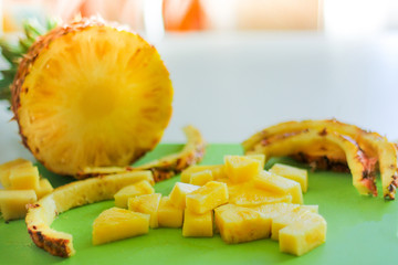 juicy, beautiful pineapple. tropical fruit. delicious vegetarian summer food