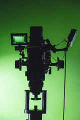 on-set movie camera on the stage