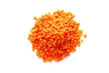 Lentils isolated on white background