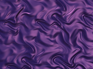 purple background looking like crumpled silk fabric. 3D rendering. 3D illustration.